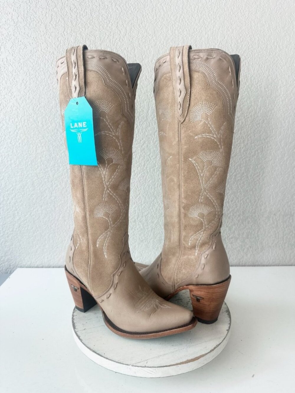 Lane Tessa Knee High Machiatto Cowboy Boots Western Cowgirl Tall Snip Toe Size 9